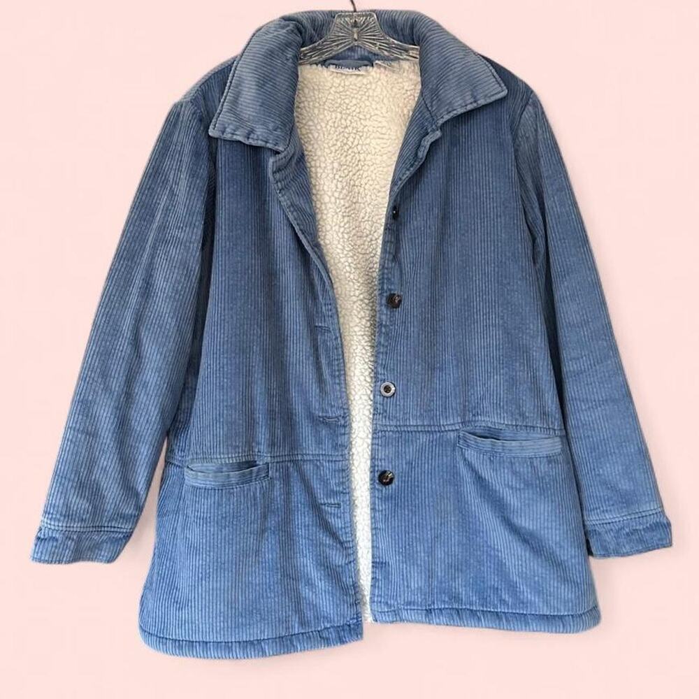 Vintage Blair Women's Light Blue Corduroy Barn Jacket Barn Size Large Chore Coat